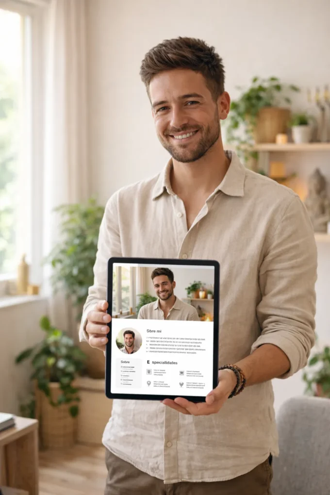 Perfil profesional de terapeuta en Portal Centro Luz que permite presentar quién eres, cómo trabajas y a quién acompañas, facilitando la elección de potenciales consultantes y mejorando tu posicionamiento en un entorno terapéutico especializado.
